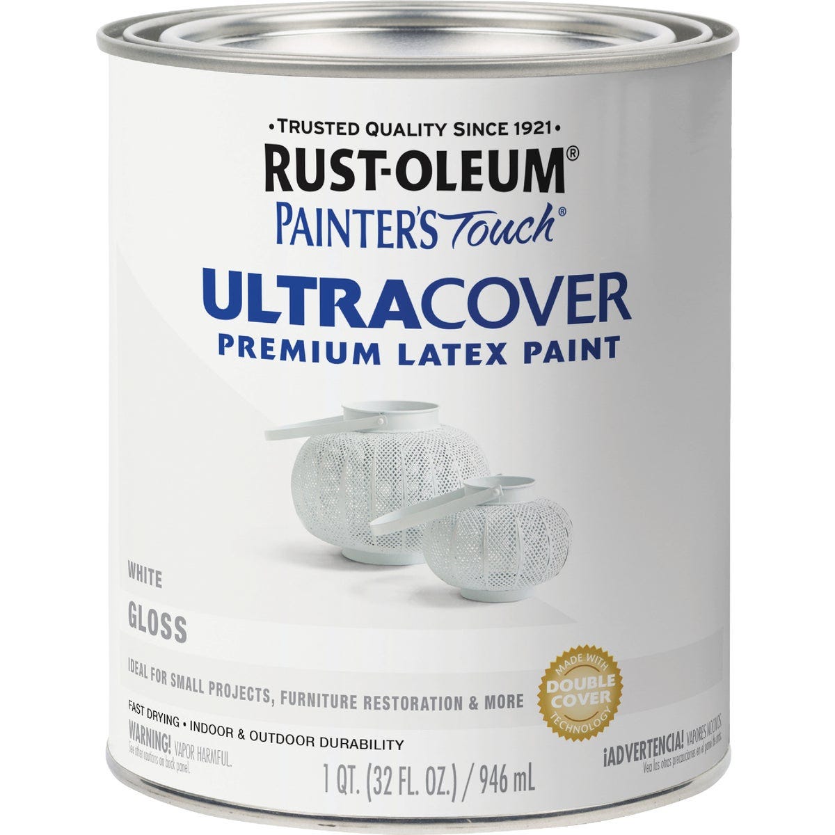 Rust-Oleum Painter's Touch 2X Ultra Cover Premium Latex Paint, White Gloss, 1 Qt. - photo 2
