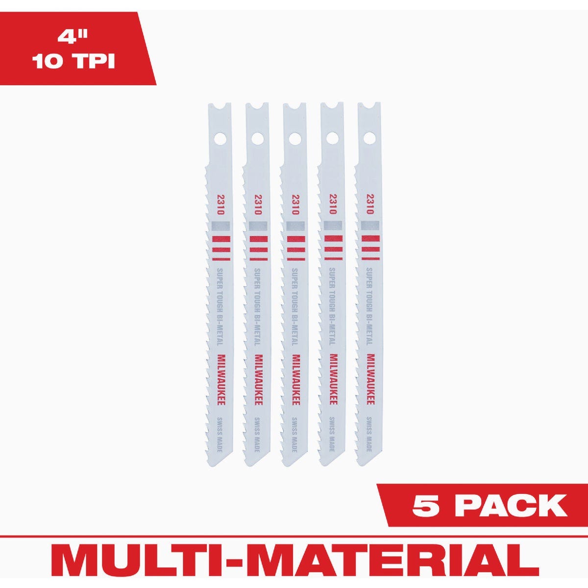 Milwaukee 4-1/8 In. x 10 TPI U-Shank Bi-Metal Jig Saw Blade for General Purpose (5-Pack) Milwaukee 4-1/8 In. x 10 TPI U-Shank Bi-Metal Jig Saw Blade for General Purpose (5-Pack)
