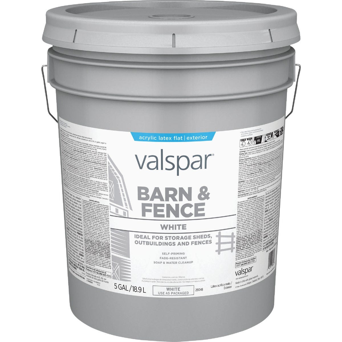 Valspar Latex Paint & Primer In One Flat Barn & Fence Paint, White, 5 Gal. - photo 2
