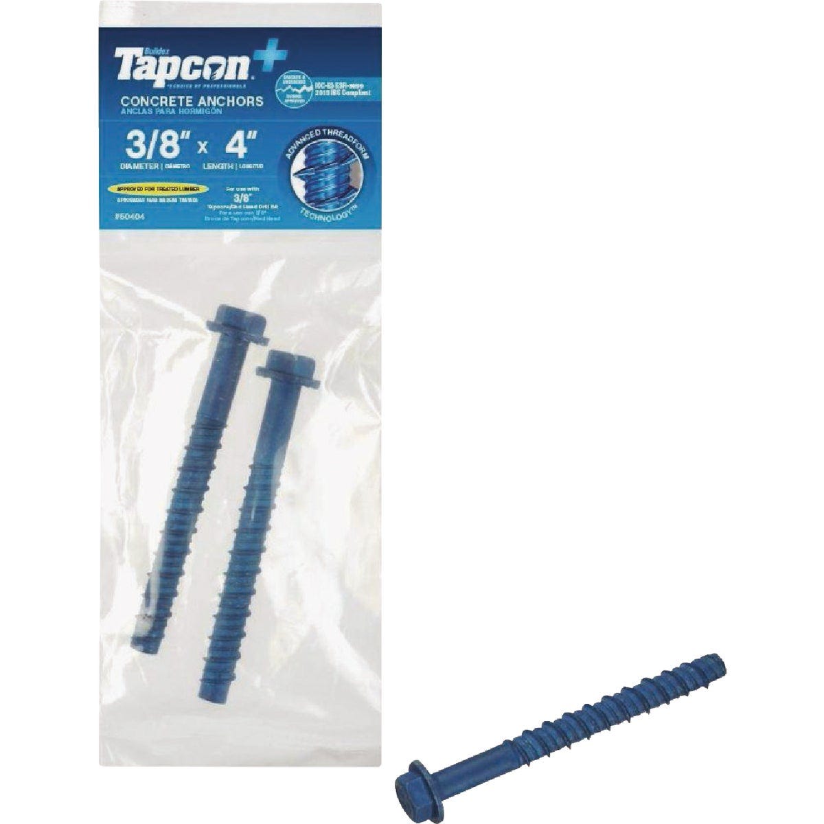 Tapcon 3/8 In. x 4 In. Hex Washer Concrete Screw Anchor (2-Count)