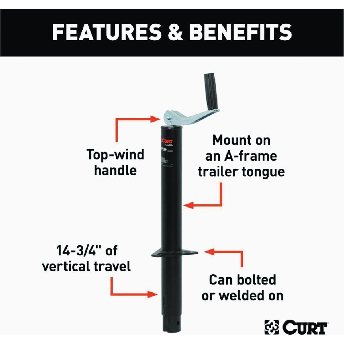 Curt 2000 Lb. A-Frame Jack With Top Handle, 15 In. Travel - photo 2 Curt 2000 Lb. A-Frame Jack With Top Handle, 15 In. Travel - photo 2