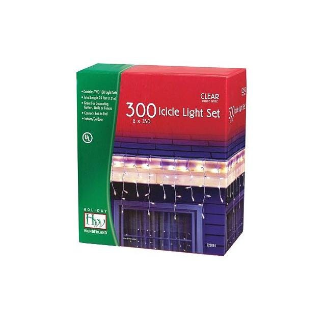Holiday Wonderland Christmas Icicle Light Set, Clear, 300 Lights