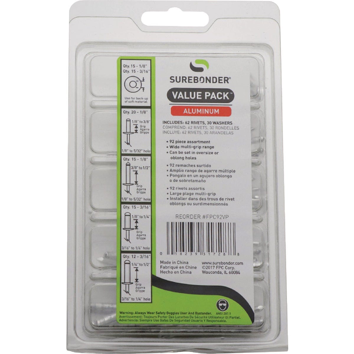 Surebonder Aluminum Rivet Variety Pack (92-Piece) - photo 2