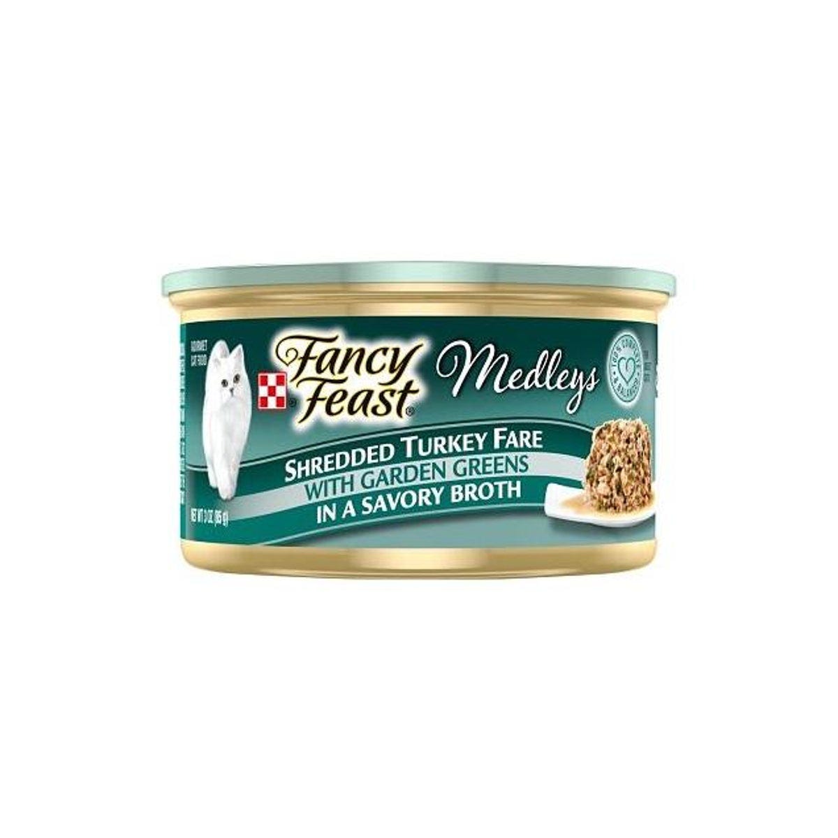 Purina Fancy Feast 3 Oz. Medley Shredded Turkey Fare With Garden Greens Medley Wet Cat Food