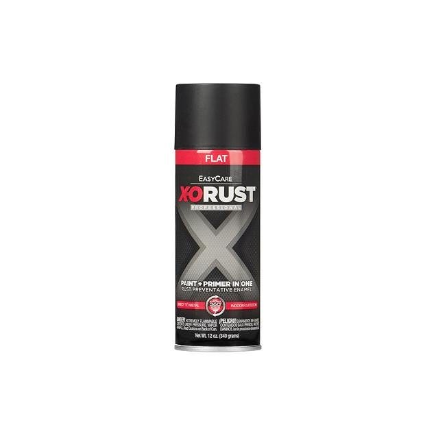 EasyCare X-O Rust 12 oz. Anti-Rust Enamel Spray Paint & Primer, Black Flat