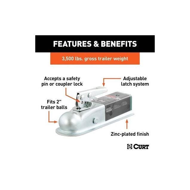 Curt 3 In. Zinc Posi-Lock Straight-Tongue Trailer Coupler, 2 In. Channel, 3,500 Lb. Strength - photo 2 Curt 3 In. Zinc Posi-Lock Straight-Tongue Trailer Coupler, 2 In. Channel, 3,500 Lb. Strength - photo 2