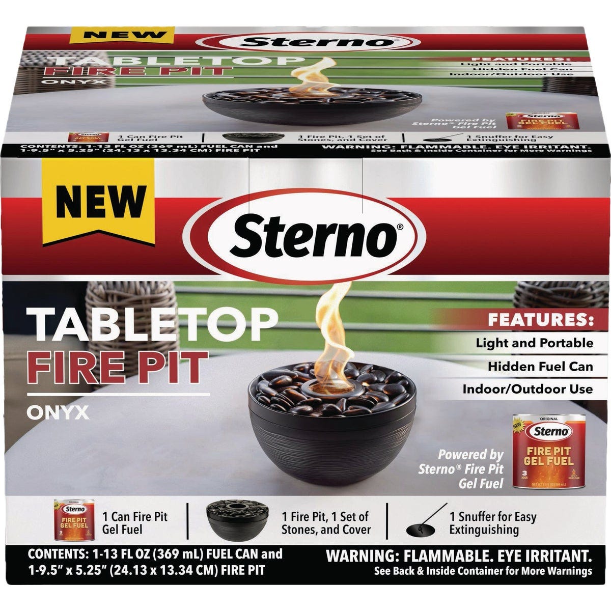 Sterno Medium Onyx with Black Lid Tabletop Fire Pit Sterno Medium Onyx with Black Lid Tabletop Fire Pit
