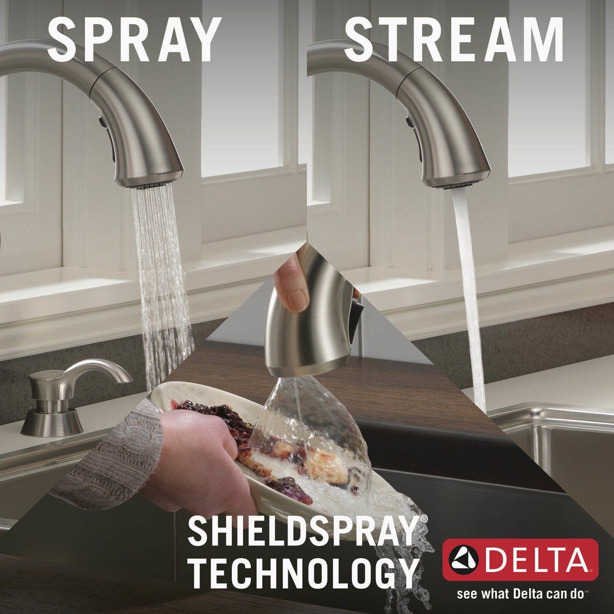 Delta Ashton Stainless Steel High-Arc Kitchen Faucet With Pull-Down ShieldSpray + Soap Dispenser - photo 2 Delta Ashton Stainless Steel High-Arc Kitchen Faucet With Pull-Down ShieldSpray + Soap Dispenser - photo 2