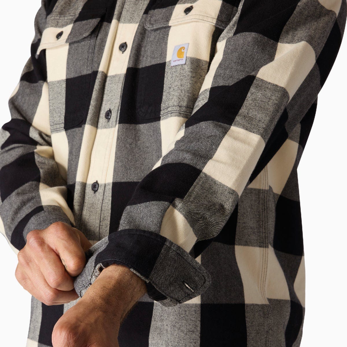Carhartt Men's 4XL Regular Oat Milk Heavyweight Flannel Long-Sleeve Plaid Shirt, Loose Fit - photo 7 Carhartt Men's 4XL Regular Oat Milk Heavyweight Flannel Long-Sleeve Plaid Shirt, Loose Fit - photo 7