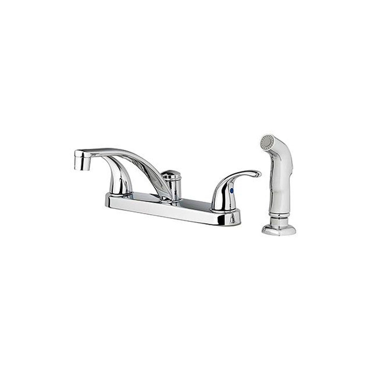 HomePointe 2-Lever Handles Chrome Kitchen Faucet with Side Spray