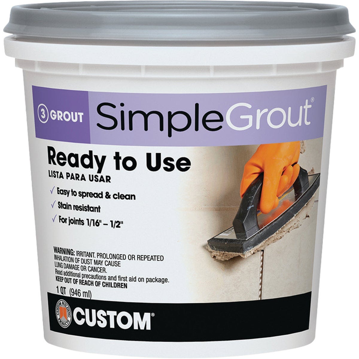 Custom Building Products Simplegrout Quart Bright White Pre-Mixed Sanded Tile Grout - photo 2 Custom Building Products Simplegrout Quart Bright White Pre-Mixed Sanded Tile Grout - photo 2