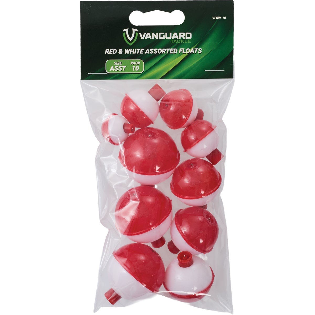 Vanguard Assorted Sizes Red & White Push-Button Fishing Bobber Float (10-Pack) - photo 2
