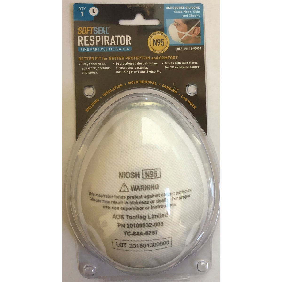 Softseal Large 360-Degree Silicone Seal 3D Respirator Mask - photo 3