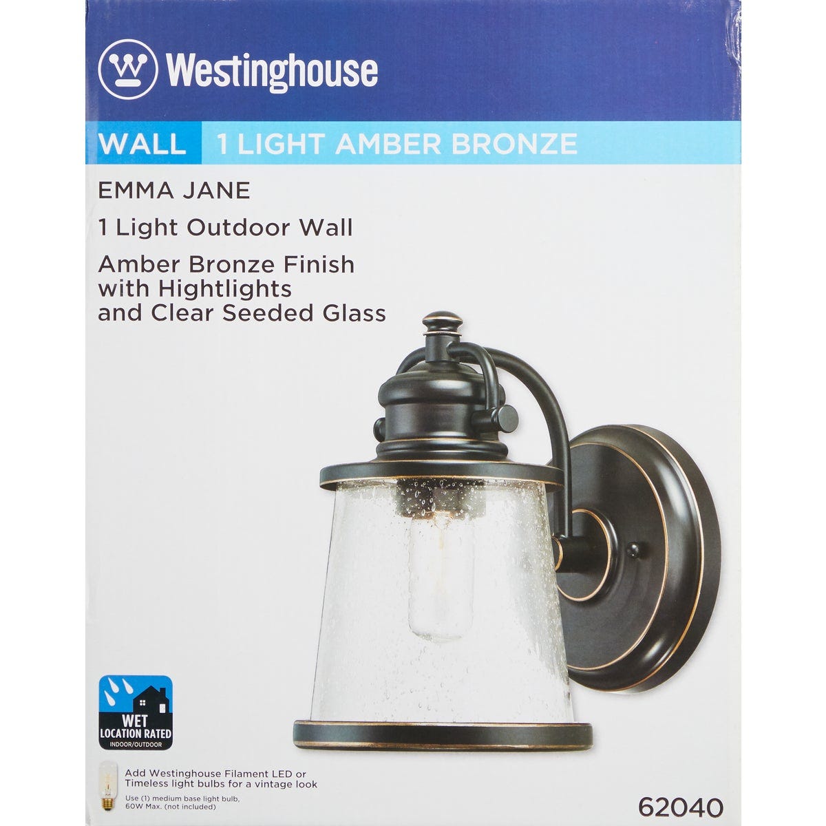 Westinghouse Emma Jane 1-Light Amber Bronze Outdoor Wall Lantern - photo 3 Westinghouse Emma Jane 1-Light Amber Bronze Outdoor Wall Lantern - photo 3