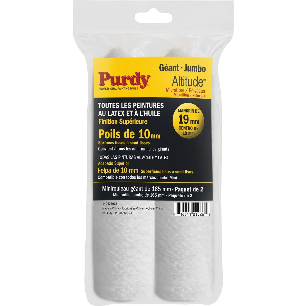 Purdy Altitude 6-1/2 In. x 3/8 In. Jumbo Mini Microfiber Roller Cover (2-Pack) - photo 2