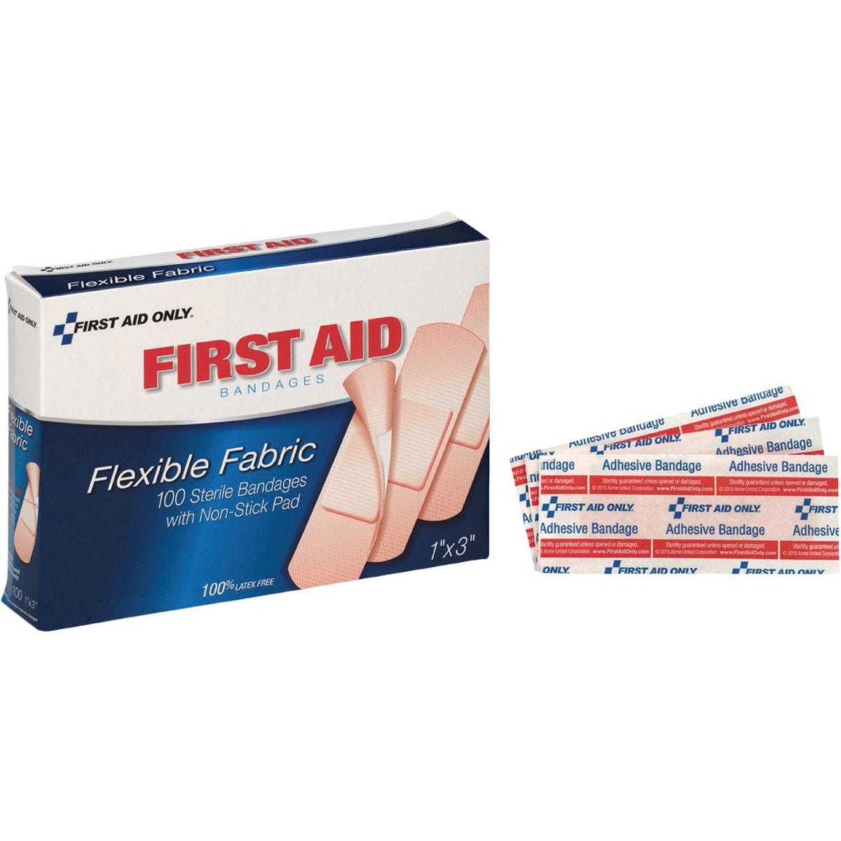 First Aid Only 1 In. x 3 In. Fabric Bandages (100-Count) First Aid Only 1 In. x 3 In. Fabric Bandages (100-Count)