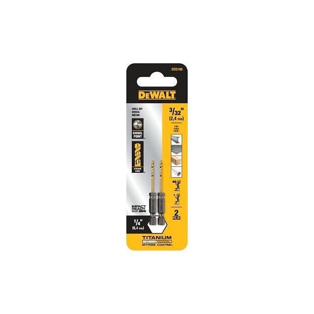 DeWalt 2-Pack 3/32 In. Titanium Nitride Drill Bits