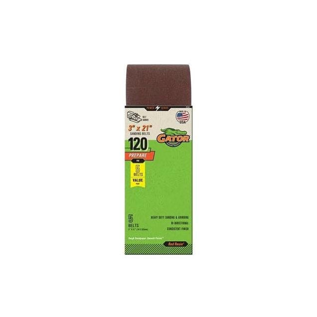 Gator 3 In. x 21 In. 120-Grit Aluminum Oxide Sanding Belts (5-Pack) Gator 3 In. x 21 In. 120-Grit Aluminum Oxide Sanding Belts (5-Pack)