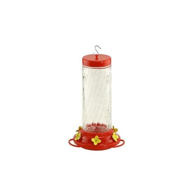 Audubon 30 Oz. Clear Swirl Glass Hummingbird Feeder Audubon 30 Oz. Clear Swirl Glass Hummingbird Feeder