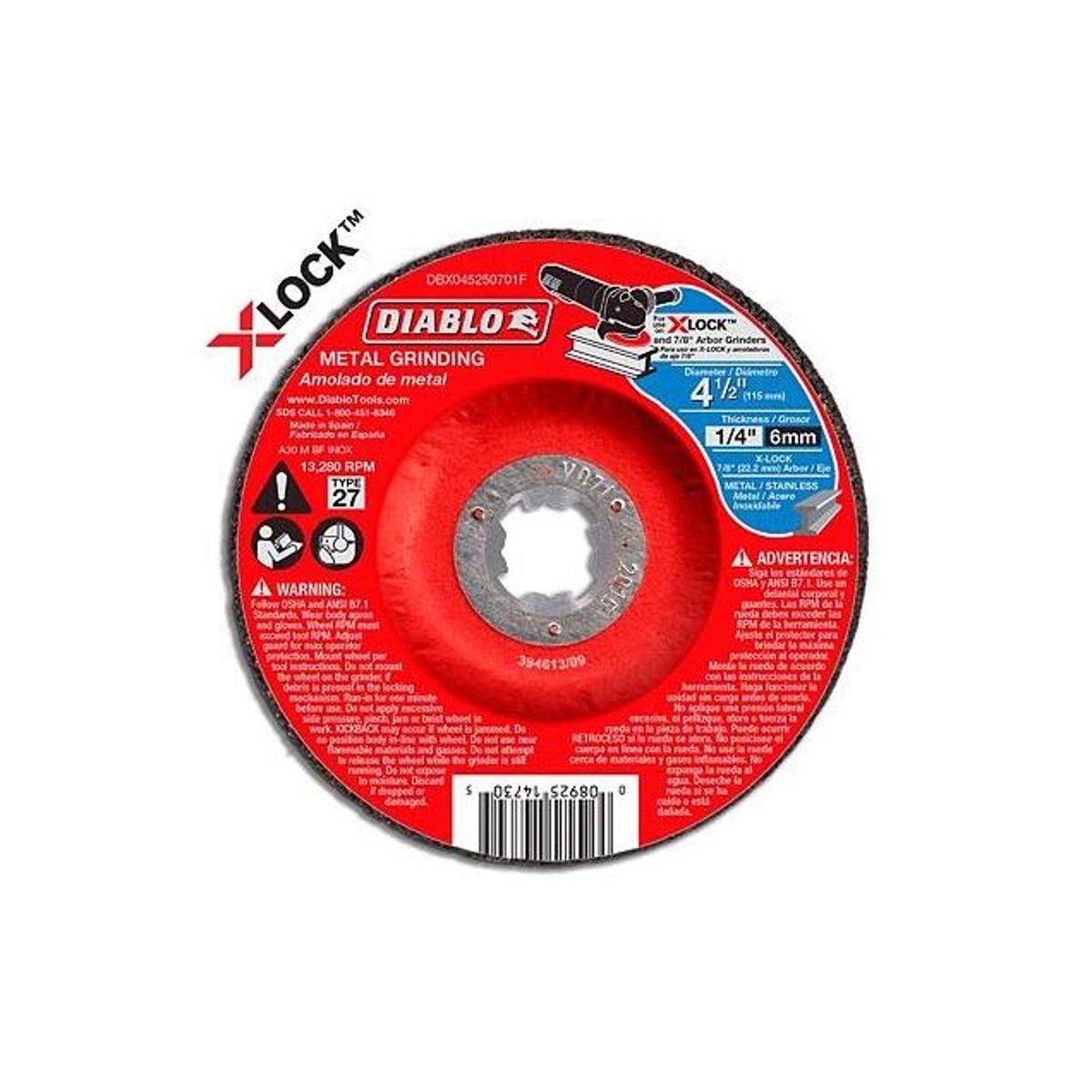 Diablo Diablo X-Lock 4-1/2 In. x 1/4 In. Type 27 Metal Grind/Cut Wheel