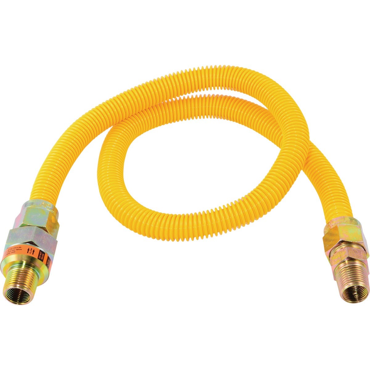 Eastman 5/8 In. OD x 36 In. 1/2 In. MIP (Tapped 3/8 In. FIP) x 1/2 In. MIP (Tapped 3/8 In. FIP) Coated Stainless Steel Gas Connector with ArmorBoost Excess Flow Valve Eastman 5/8 In. OD x 36 In. 1/2 In. MIP (Tapped 3/8 In. FIP) x 1/2 In. MIP (Tapped 3/8 In. FIP) Coated Stainless Steel Gas Connector with ArmorBoost Excess Flow Valve