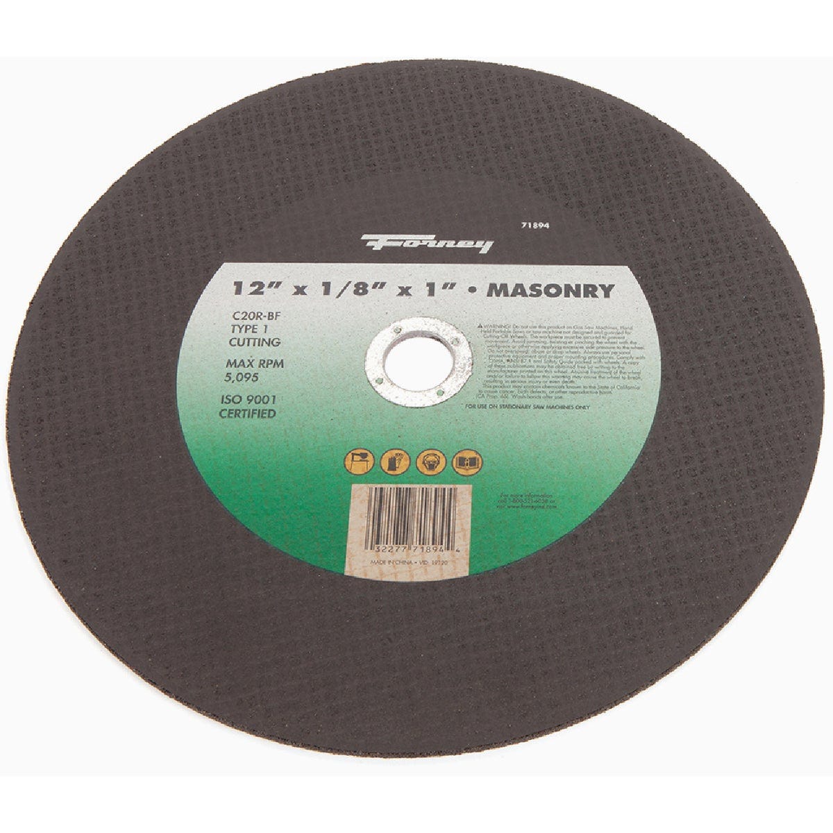 Forney 12 In. x 1 In. Type 1 Cut-Off Wheel - photo 2