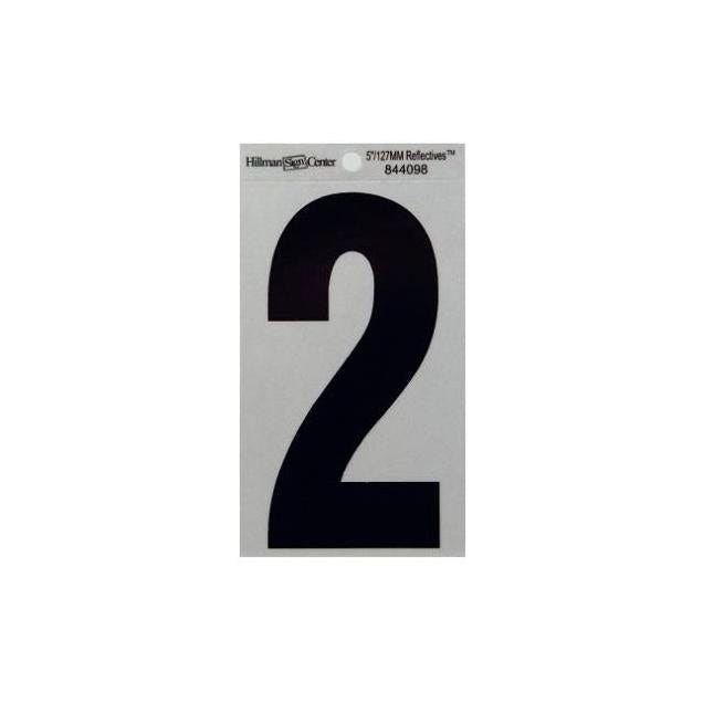 Hillman 5 In. Vinyl Black & Silver Reflective Adhesive Number, 2 Hillman 5 In. Vinyl Black & Silver Reflective Adhesive Number, 2