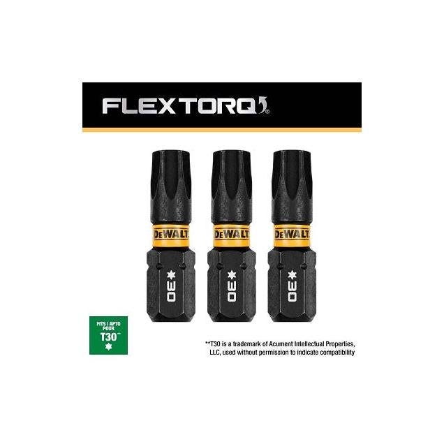 DeWalt FlexTorq 1 In. T30 Torx Impact Screwdriver Bit (3-Pack)