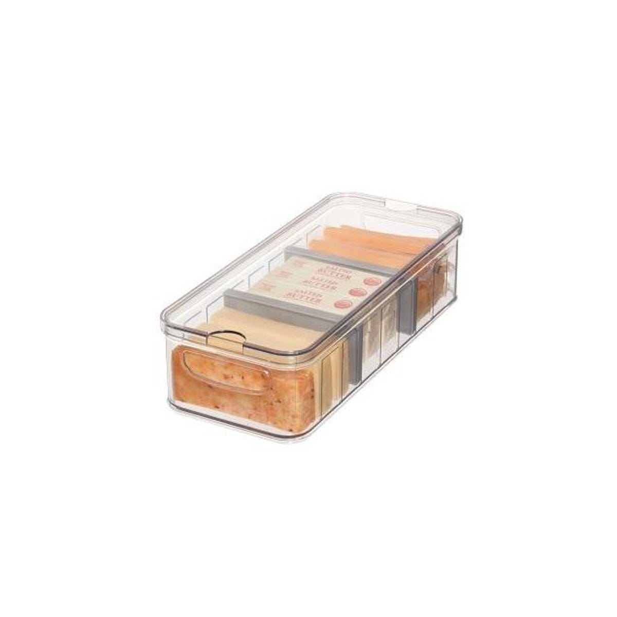 iDesign BPA-Free Clear Plastic 2 Adjustable Dividers & Lid Refrigerator Produce Storage Crisper Bin - photo 4