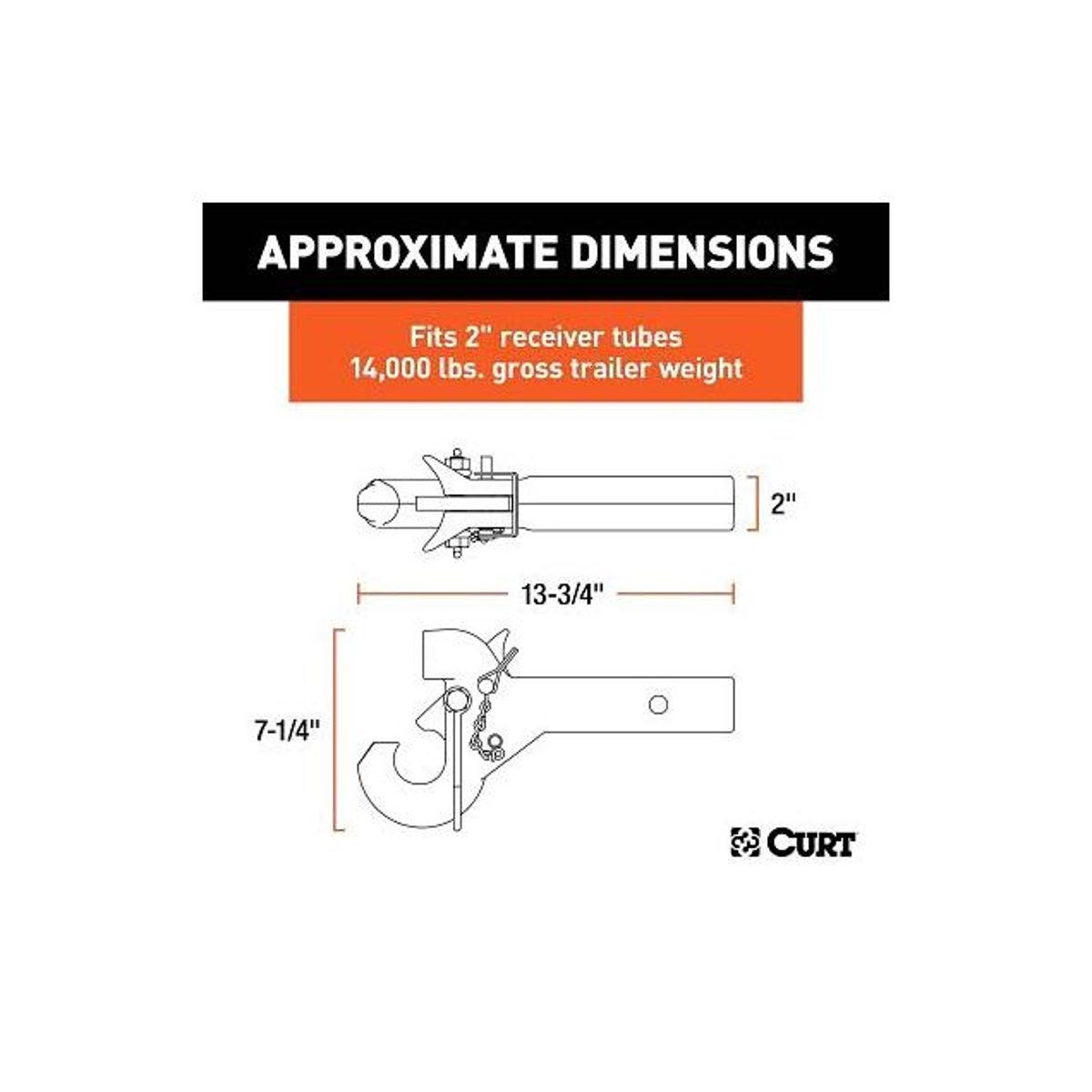 Curt Securelatch 14000 Lb. Strength 2 In. Shank 2-1/2 or 3 In. Linette Receiver-Mount Pintle Hook - photo 2