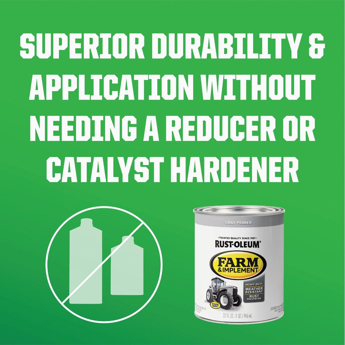Rust-Oleum Farm & Implement Paint, Flat Gray Primer, Qt. - photo 5