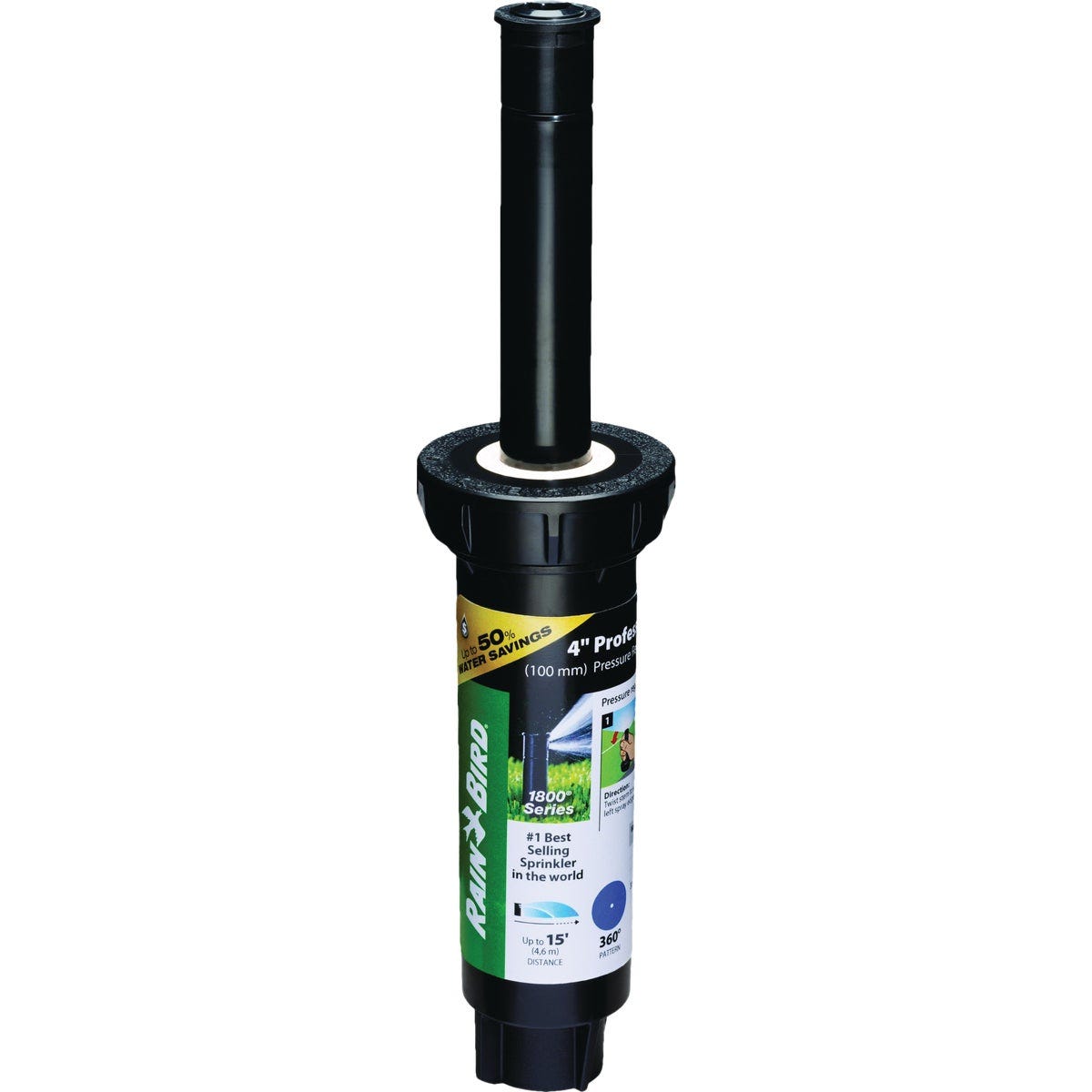 Rain Bird 1800 Series 4 In. Pressure Regulating Seal-a-Matic 15 Ft. Dual-Spray Full Circle Adjustable Pop-Up Head Sprinkler Rain Bird 1800 Series 4 In. Pressure Regulating Seal-a-Matic 15 Ft. Dual-Spray Full Circle Adjustable Pop-Up Head Sprinkler