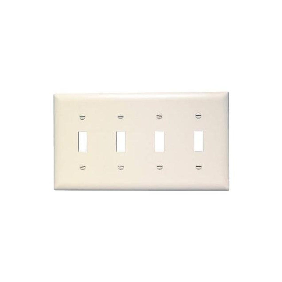 Legrand Pass & Seymour 4-Gang Nylon Toggle Switch Wall Plate, Light Almond