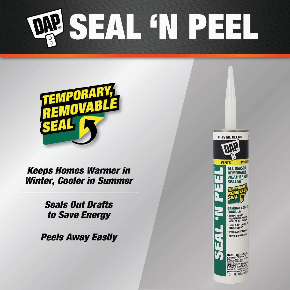 DAP SEAL 'N PEEL 10.1 Oz. Removable Weather Stripping Sealant - photo 2 DAP SEAL 'N PEEL 10.1 Oz. Removable Weather Stripping Sealant - photo 2