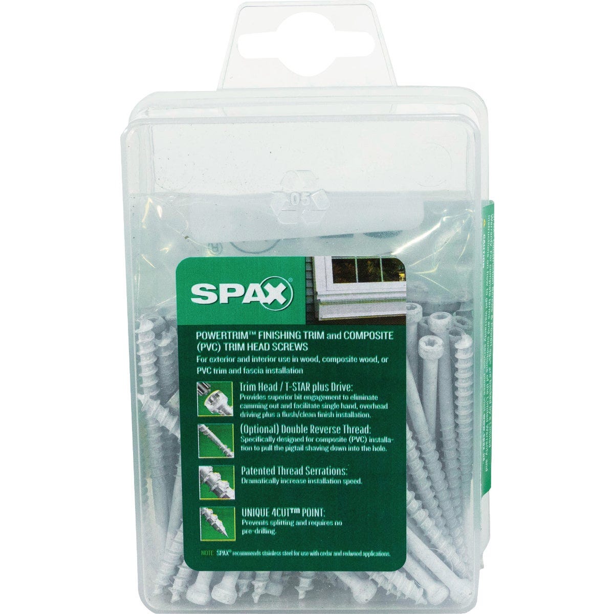 SPAX PowerTrim #8 x 2-1/2 In. T10 Plus Cylindric Head HCR (Exterior Rated) White Trim Screw (100-Ct.) - photo 4