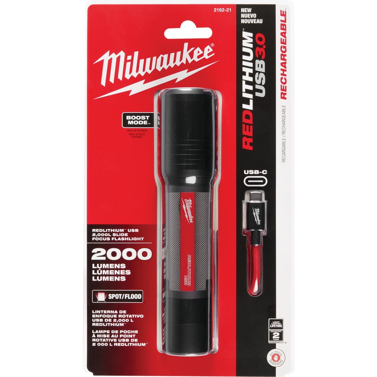 Milwaukee REDLITHIUM 2000 Lm. LED USB Slide Focus Flashlight - photo 2
