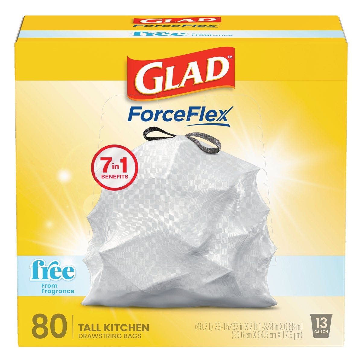 Glad ForceFlex 13 Gal. Drawstring Fragrance Free Trash Bags (80-Count) - photo 2 Glad ForceFlex 13 Gal. Drawstring Fragrance Free Trash Bags (80-Count) - photo 2