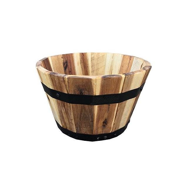 Avera Products 11.5 In. x 7 In. Wood Barrel Wood Planter Avera Products 11.5 In. x 7 In. Wood Barrel Wood Planter