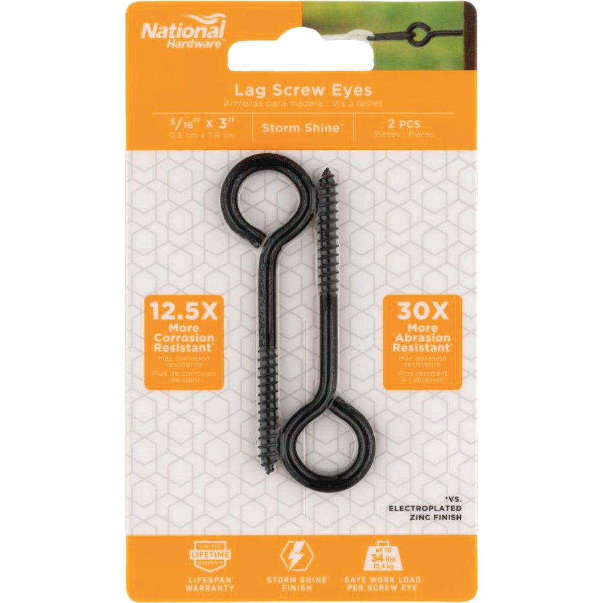 National Hardware 3/16 In. X 3 In. Storm Shine Lag Screw Eye (2-Count) - photo 2