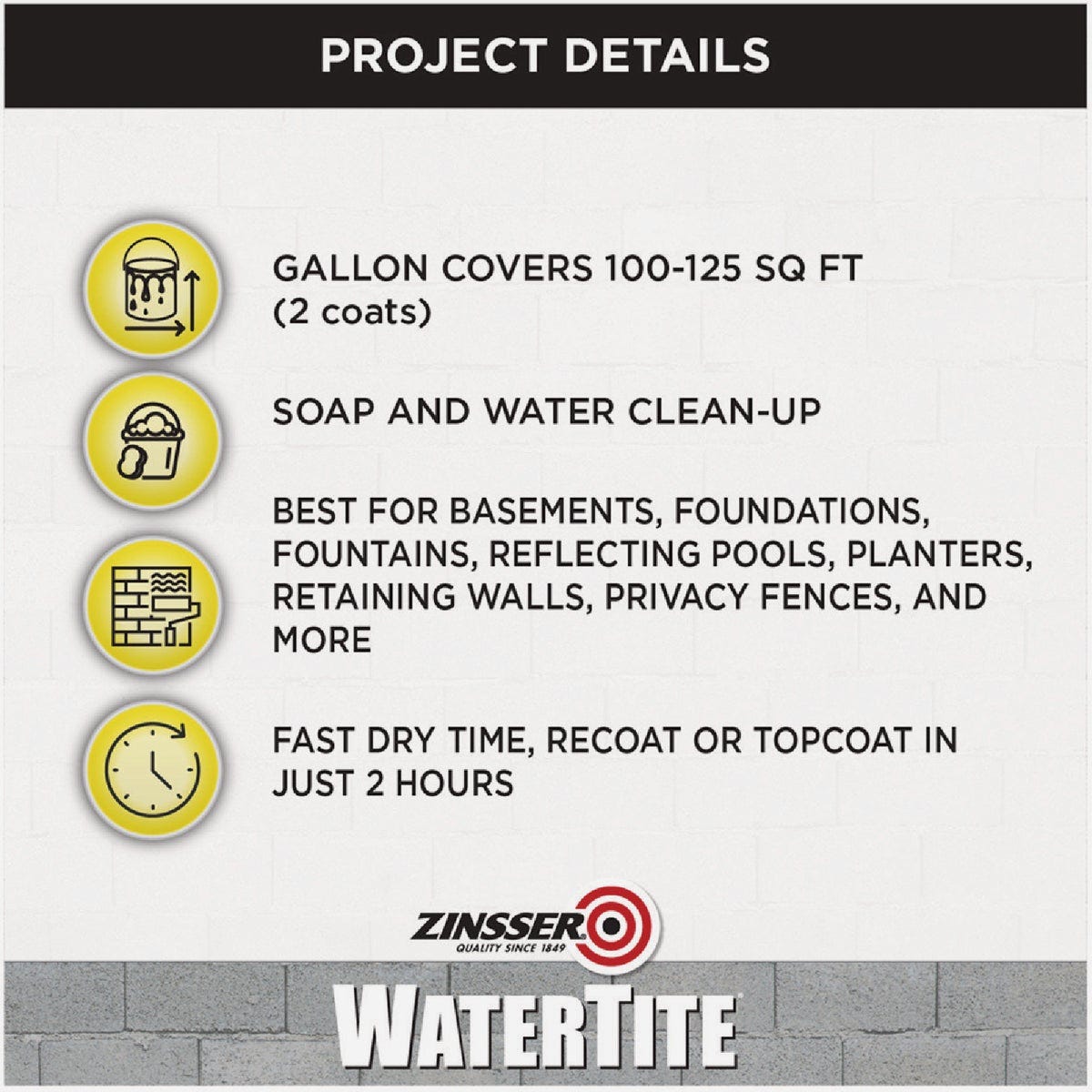 Zinsser WaterTite LX Ultra 5 Gal. Mold & Mildew Proof Waterproofing Paint - photo 8