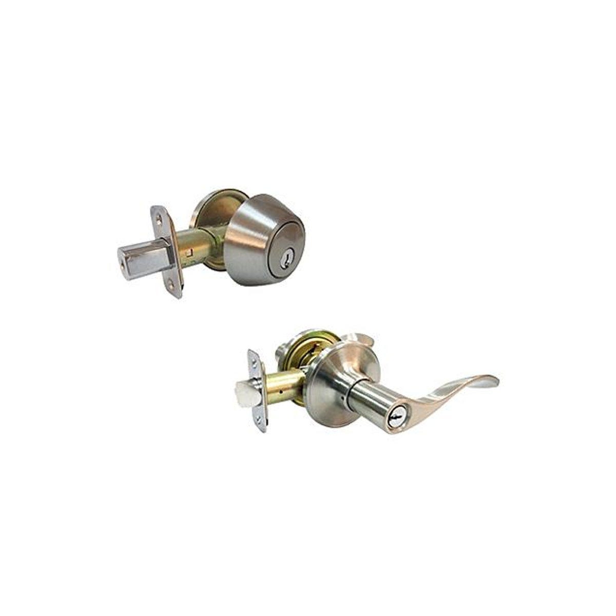 TruGuard Bergamo Satin Nickel Deadbolt and Door Lever Combination Lockset TruGuard Bergamo Satin Nickel Deadbolt and Door Lever Combination Lockset