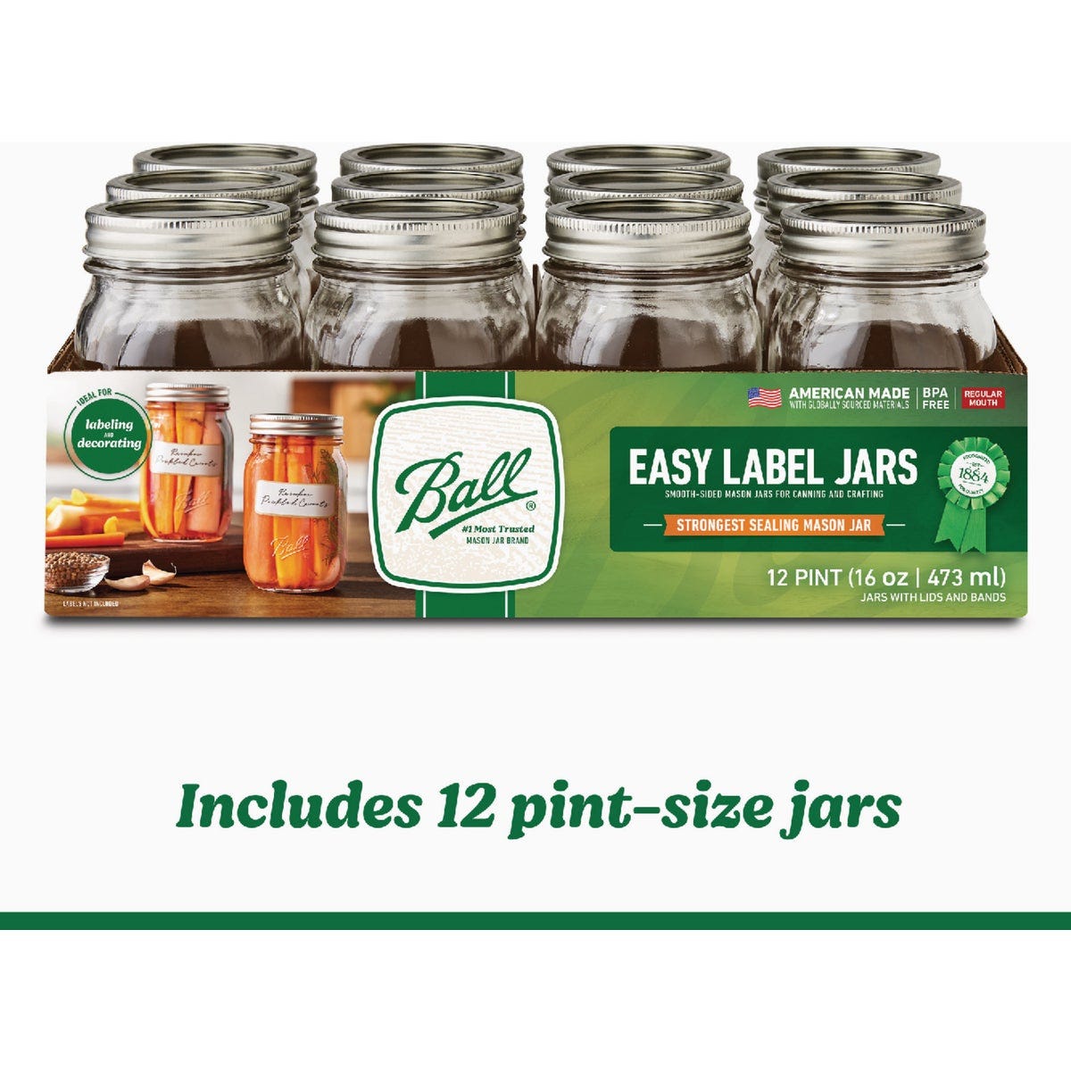 Ball 1 Pt. Easy-Label Regular Mouth Smooth-Sided Mason Jar (12-Count) - photo 4 Ball 1 Pt. Easy-Label Regular Mouth Smooth-Sided Mason Jar (12-Count) - photo 4