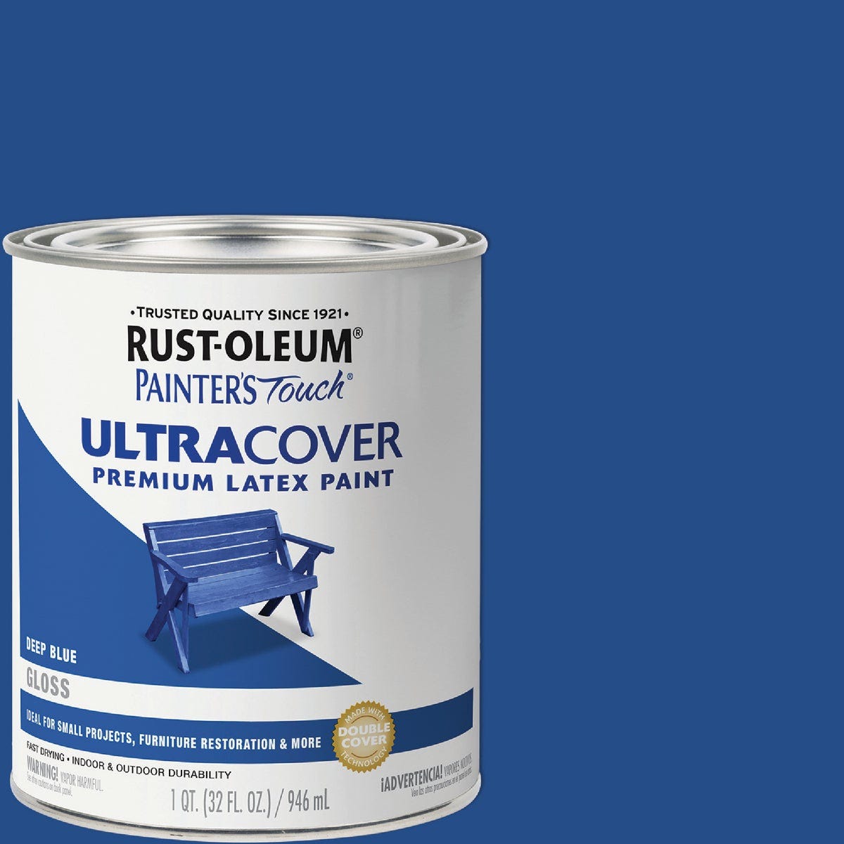 Rust-Oleum Painter's Touch 2X Ultra Cover Premium Latex Paint, Gloss Deep Blue, 1 Qt.