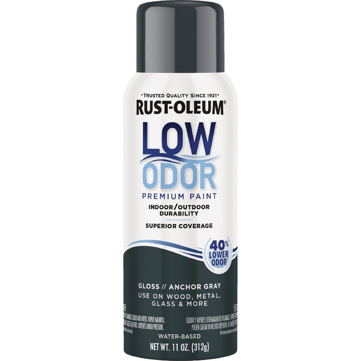 Rust-Oleum Low Odor Water-Based 11 Oz. Gloss Spray Paint, Anchor Gray - photo 2
