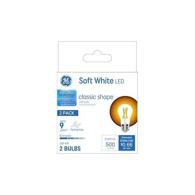 GE 5.5W Clear A15 Medium Base Ceiling Fan LED Light Bulb (2-Pack) GE 5.5W Clear A15 Medium Base Ceiling Fan LED Light Bulb (2-Pack)