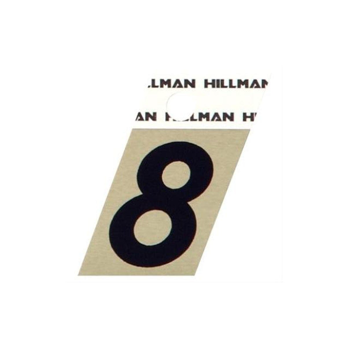 Hillman 1-1/2 In. Aluminum Black & Gold Adhesive Angle-Cut Number, 8 Hillman 1-1/2 In. Aluminum Black & Gold Adhesive Angle-Cut Number, 8