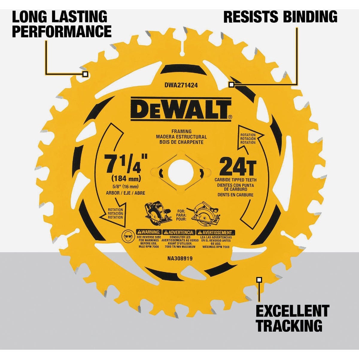 DEWALT 7-1/4 In. 24-Tooth Circular Saw Blade - photo 3 DEWALT 7-1/4 In. 24-Tooth Circular Saw Blade - photo 3