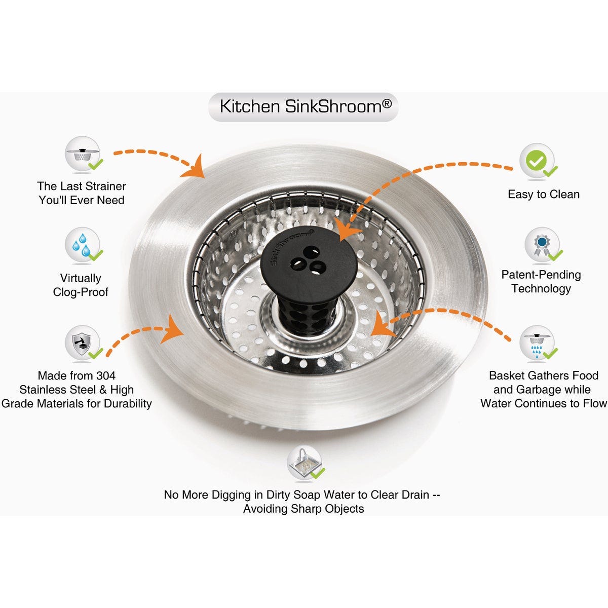 Kitchen SinkShroom Chrome Stainless Steel Kitchen Sink Strainer - photo 7 Kitchen SinkShroom Chrome Stainless Steel Kitchen Sink Strainer - photo 7