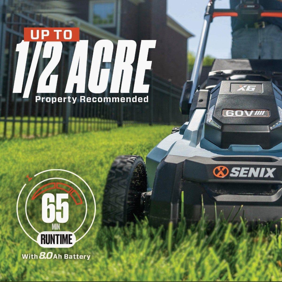 Senix X6 60V Max 21 In. Self-Propelled Brushless Cordless Lawn Mower Kit with 8.0 Ah Battery & Charger - photo 4 Senix X6 60V Max 21 In. Self-Propelled Brushless Cordless Lawn Mower Kit with 8.0 Ah Battery & Charger - photo 4