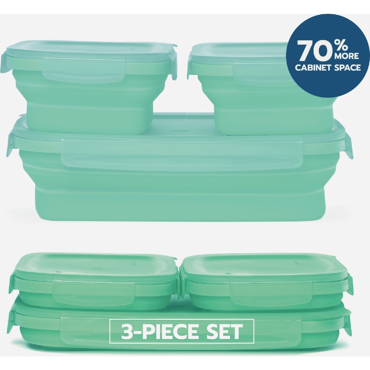 Drip EZ Secondz Blue Collapsible Food Storage Container Set (3-Piece)- Drip EZ Secondz Blue Collapsible Food Storage Container Set (3-Piece)-